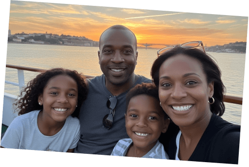 A family together at sunset